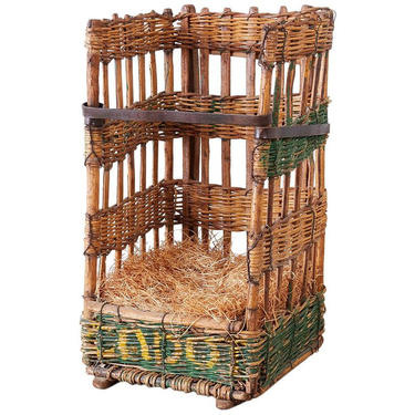 19th Century French Wicker Harvest Display Basket by ErinLaneEstate