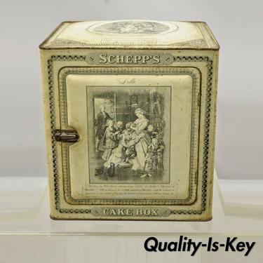 Antique Schepp's Cake Box Advertising French Lithographs Tin Metal
