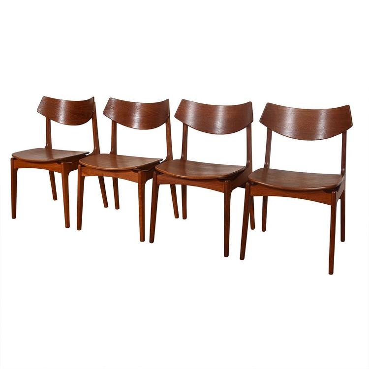 Set of 4 Danish Teak Curved Back Dining Chairs