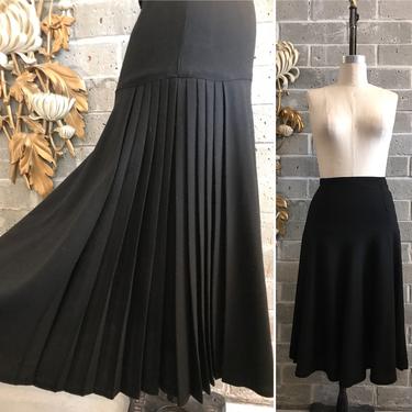 1980s skirt pleated skirt vintage skirt wool skirt 26 waist high waist skirt Black skirt classic skirt flated skirt accordion pleat kontes 