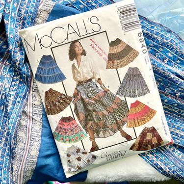 McCalls 6840 Vintage Sewing Pattern, Tiered Skirt, Prairie, Peasant, Cottage Core, Boho, Complete with Instructions, Sizes L-XL 