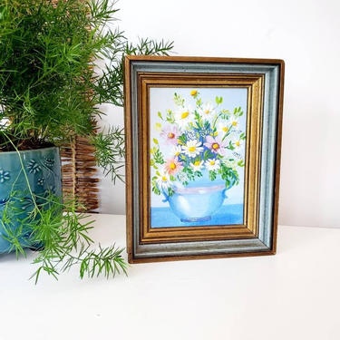 Vintage Original Mini Framed Floral Painting 