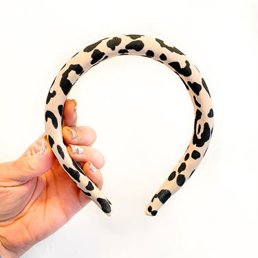 Leopard Padded Headband  Cream / Black  -  / Print / Ivory  / Boho Fashion Trend Speckle Dot Spots Animal Print Hair Adult Woman 