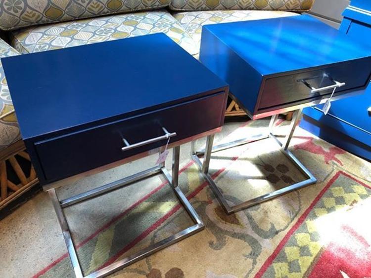 mid century modern nightstands with chrome bases and chrome handles 18 wide 14 deep 24 high 