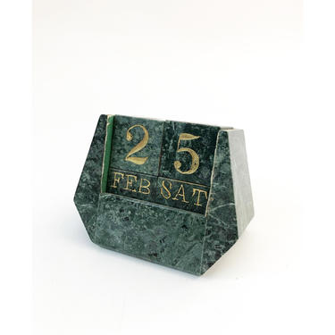 Vintage Green Stone Perpetual Calendar 