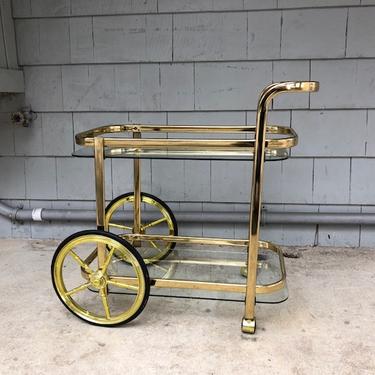 Midcentury Brass Bar Cart Tea Trolly 
