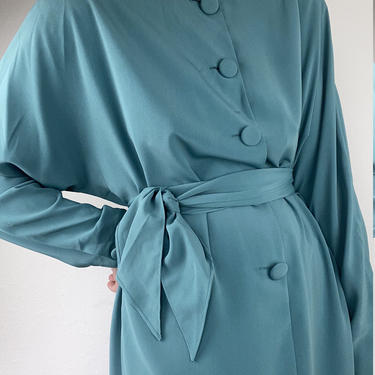 vintage teal batwing belted shift dress size large/ xl 