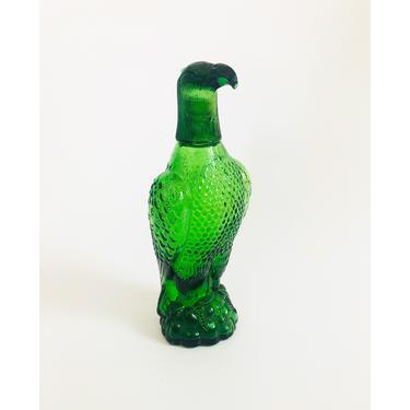 Vintage Green Glass Eagle Decanter 