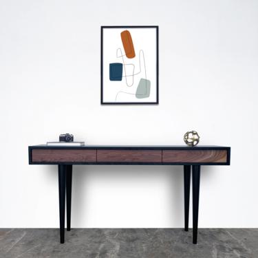 Bloom Console Table - Ebony on Cherry - Walnut Fronts - In Stock! 