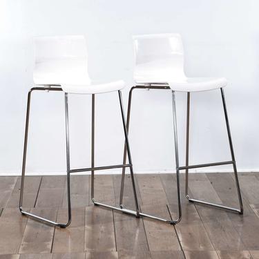 Pair Of Contemporary White Shell Bar Stools