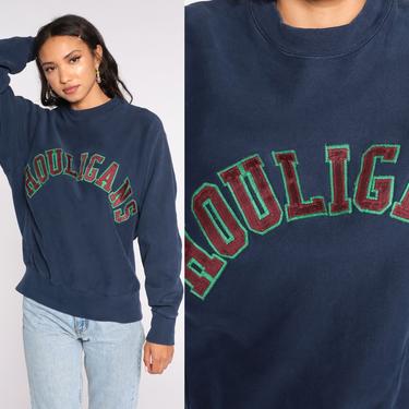 Houligans Sports Bar Sweatshirt 90s Graphic Sweatshirt Restaurant Shirt Jumper 1990s Slogan Sweatshirt Vintage Navy Blue Medium 