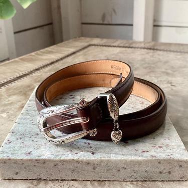 90s Heart Trim Brown Leather Belt