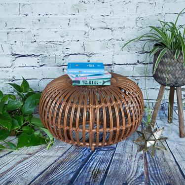 SHIPPING NOT FREE! Vintage Rattan Franco Albini Ottoman /Footstool/End Table/Side Table 
