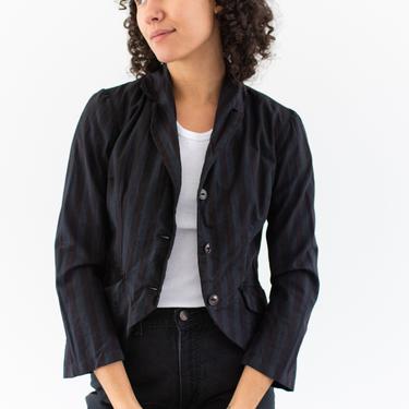Vintage Black Stripe Blazer | Overdye Cotton Jacket | 50s | XS | 
