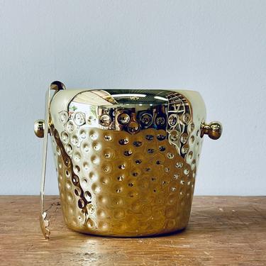 Hammered Gold Ice Bucket with Tongs | Gold Bar | Bar Gift | Wedding Gift | Kitchen | Metal Ice Bucket 