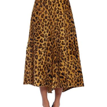 1940S Leopard Print Cotton  Rayon Faux Fur Early Rockabilly Skirt 