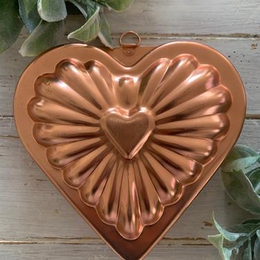 Vintage Valentine Copper Heart Shaped Mold 