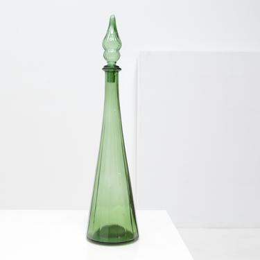 Tall Art Glass Genie Bottle, Empoli, Italy c. 1960s