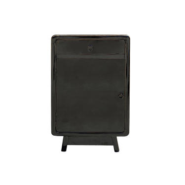 Distressed Gloss Black Lacquer Drawer Retro End Table Nightstand cs6108E 