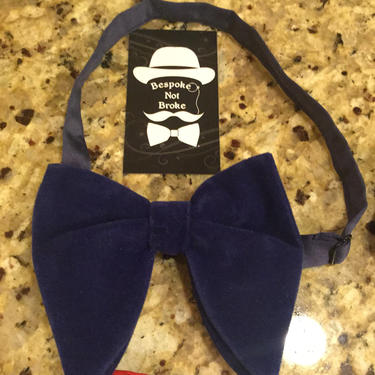 Blue Velvet Pre-Tied Bow Tie by BespokeNotBrokeStore