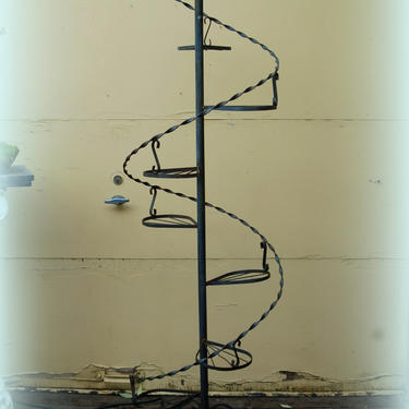 71&amp;quot; tall Wrought Iron, 8 Shelve, Decorative Spiral Staircase Plant Stand Display ~ Garden / Solarium Decor ~ Green Thumb Houseplant Display 