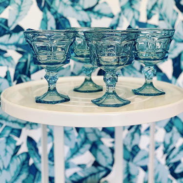 Vintage Light Blue glass Goblets 