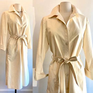 Vintage 70s GLAM ULTRASUEDE Trench Dress Coat / Structured Minimalist / Gino Rossi 