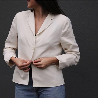 Vintage White Pendleton Blazer Jacket Silk Cotton Blend Size 12 