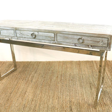 Aged Wood and Nickel Magnolia Console