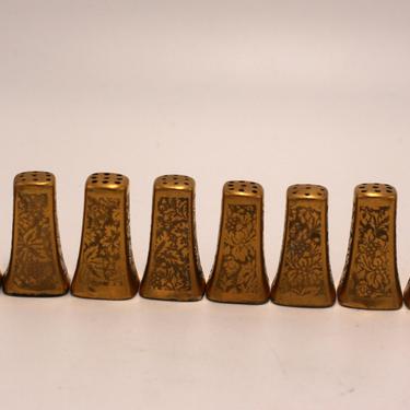 vintage gold encrusted individual salt and pepper shakers/set of four 