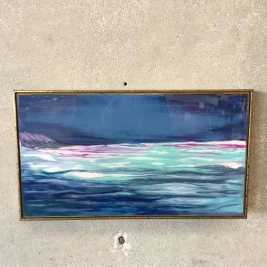 Original Oil Painting Midnight Swim with Resin Overlay