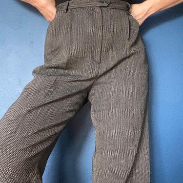 Vintage high waisted wool houndstooth trousers size US 10 