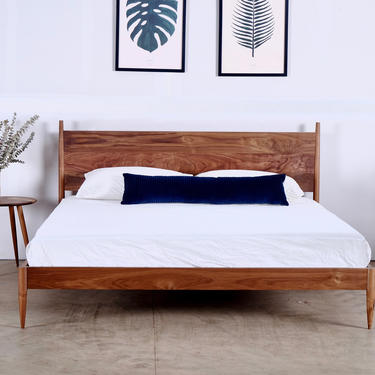 Modern Walnut Bed Frame | Solid Wood Platform Bed | Mid Century Modern Bed frame | Solid Walnut Bed Frame | King Platform Bed Frame | 