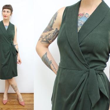 Vintage 90's Green Spring Summer Dress / 1990's Sarong Dress / Minimalist / Women's Size Medium by Ru