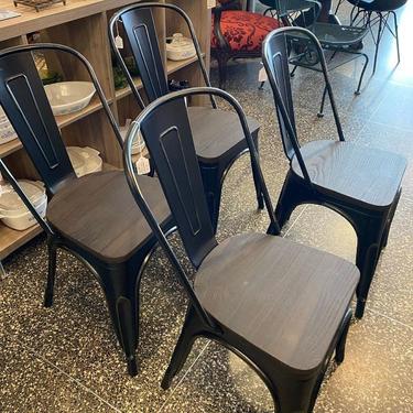 Industrial chairs with wooden seats