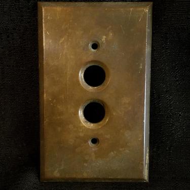 Vintage Heavy Brass Double Push Button Switch Plate 2.75 x 4.5