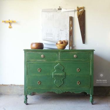 Green Antique Dresser / Guest Bedroom / Storage