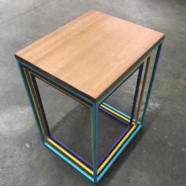 Modern Nesting Tables-purple-yellow-teal-Stacking Tables-Telescoping Accent Tables-Side Tables-Minimalist 