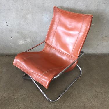 Mid Century Chrome Lounge &amp; Leather Lounge Chair