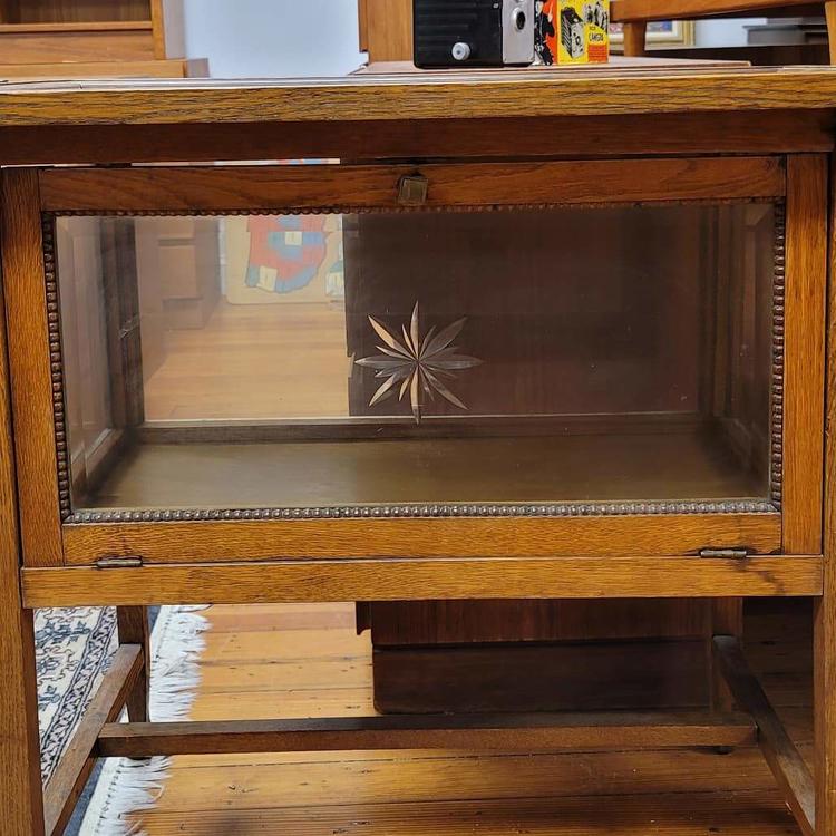 Unique Glass Cased Side Table with Tray Top