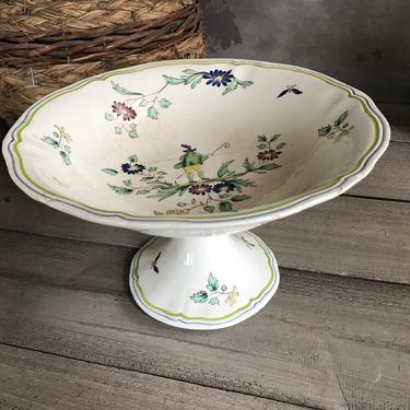 Antique French Ironstone Compote, Stoneware Fruit Bowl, Pedestal, French Faience, French Farmhouse 
