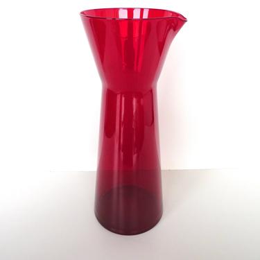 Wiesenthalhütte Ruby Red Jug 3002 By Klaus Breit, Scandinavian Style Blown Glass Carafe Pitcher 