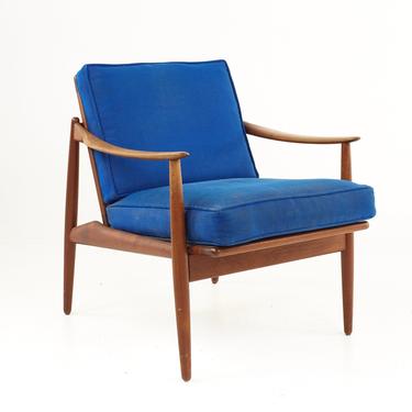 Mid Century Danish Teak and Cane Lounge Chair - mcm 