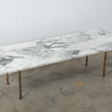 Mid-Century Marble and Brass Coffee Table