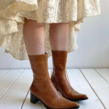 Vintage Caramel Leather Boots 