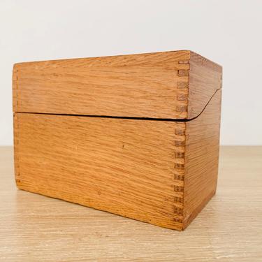 Vintage Mid Century Wooden Small Dovetail Joint Box Recipe Box 