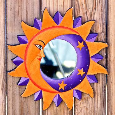 VINTAGE: 11.5" Wooden Sun Wall Mirror - Animal Mirror - Kids Room - SKU 31-B-00032661 