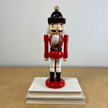 13&quot; Soldier Nutcracker, Vintage Red and Gold Hand Painted Wood Figurine, Traditional Holiday Christmas Decor 