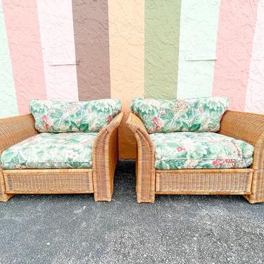 Pair of Island Chic Wicker Lounge Chairs