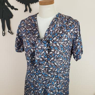 Vintage 1950's Novelty Print Dress / 60s Umbrella Print Dress M/L 